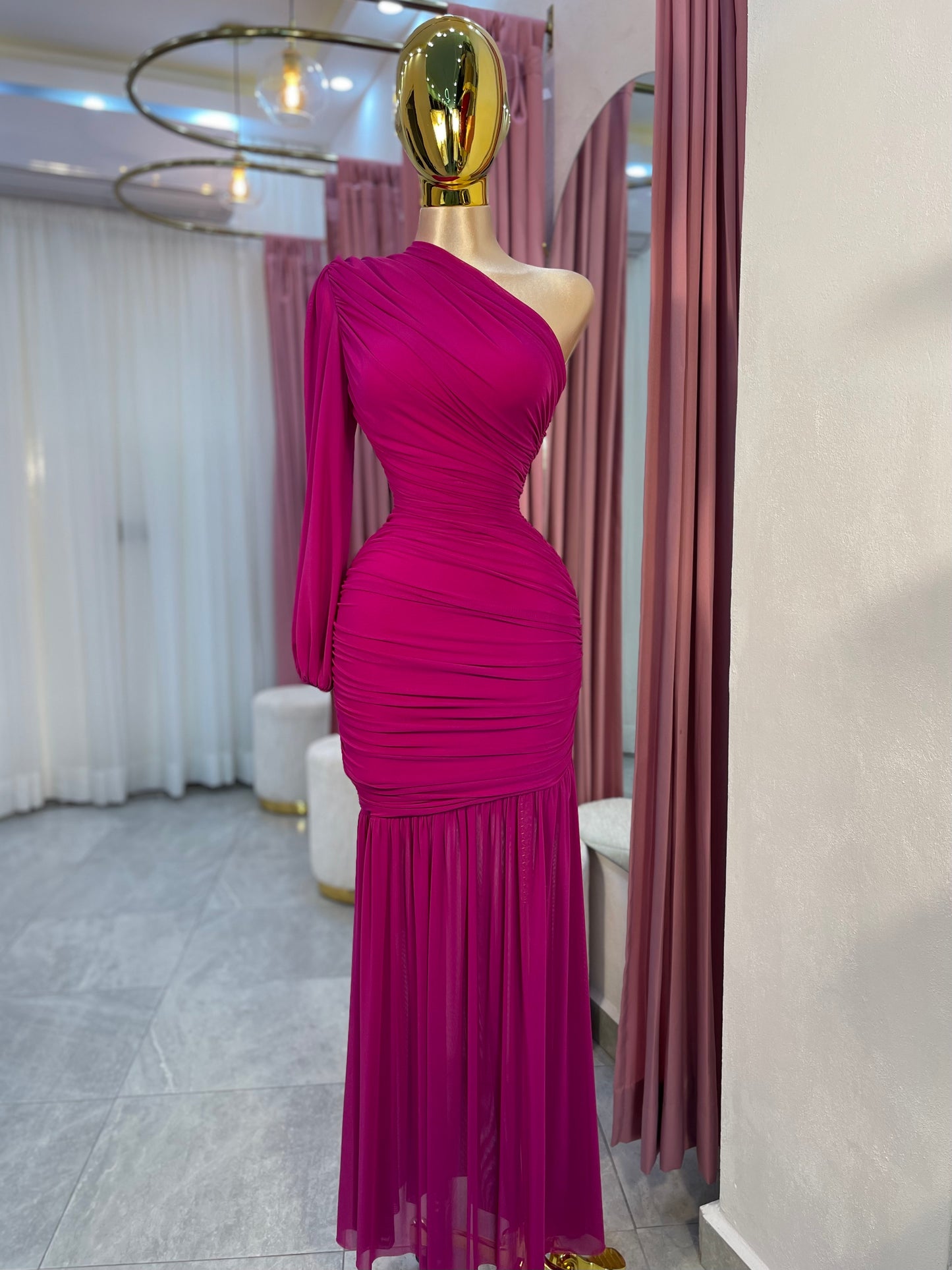 MAXI VESTIDO VESTIDO ASIMÉTRICO MESH