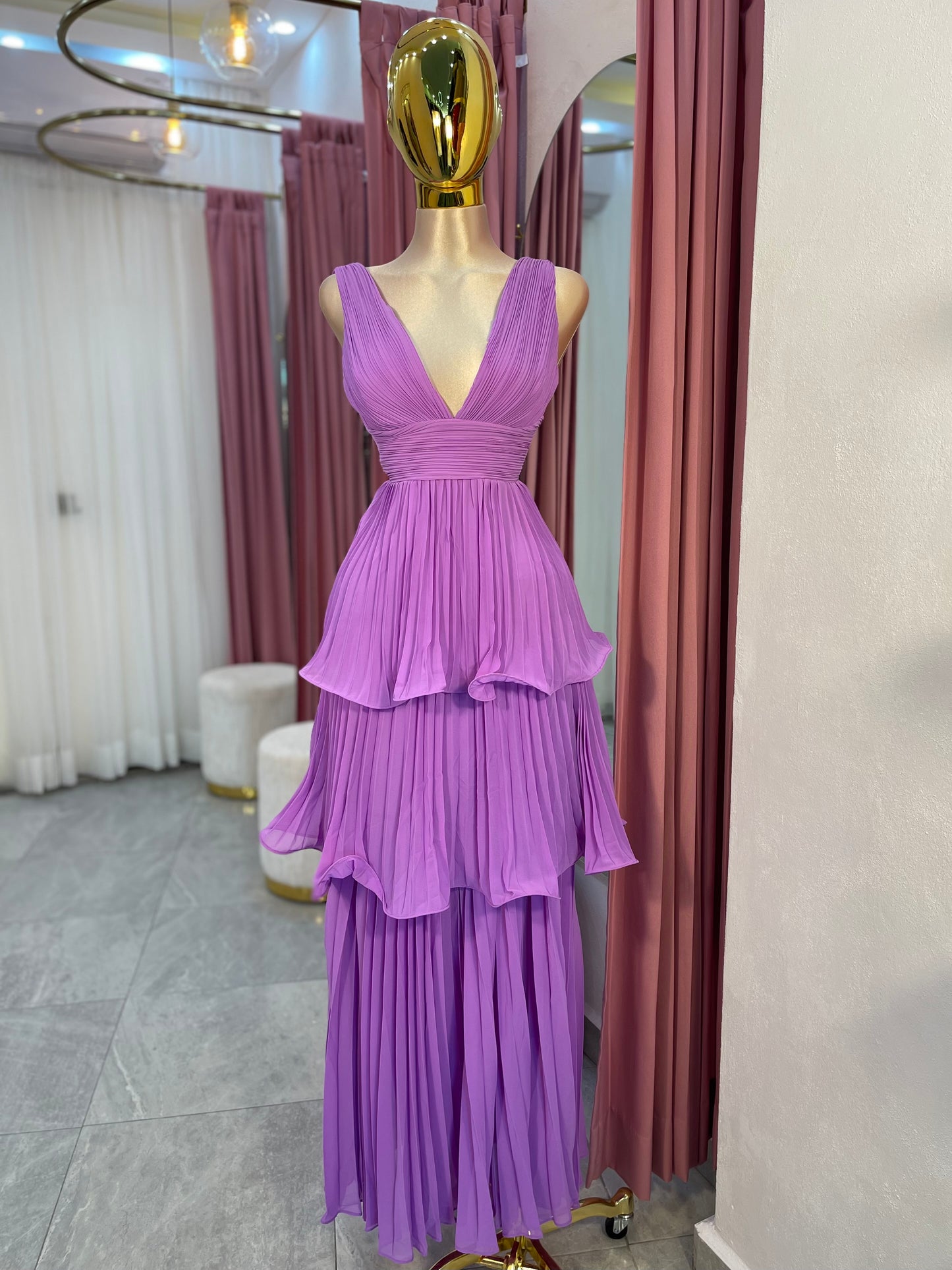VESTIDO MAXI PINK RUFFLE