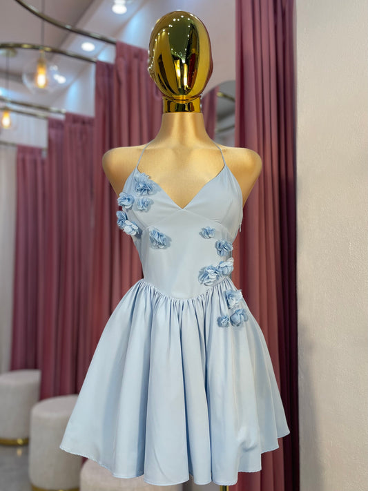 VESTIDO MINI BABY BLUE FLORES