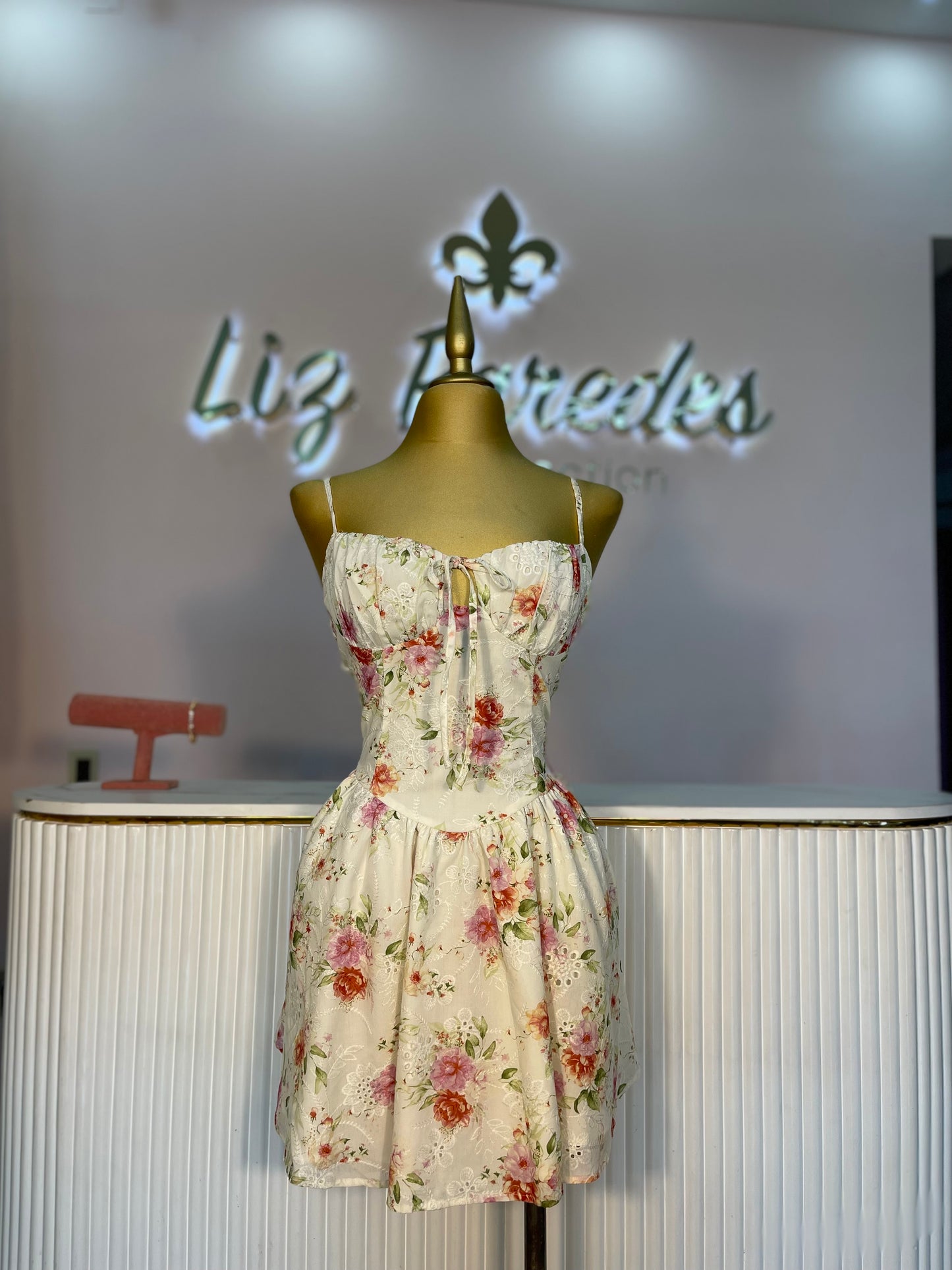 VESTIDO FLORAL ROSA NARANJA