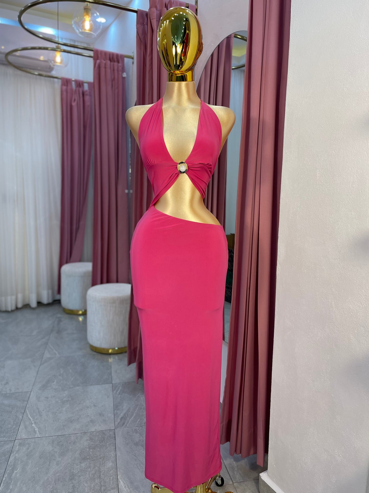 VESTIDO ROSA LICRA ARGOLLA