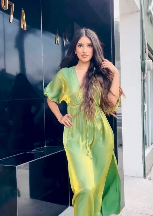 VESTIDO-MAXI METALICO MANGA CORTA