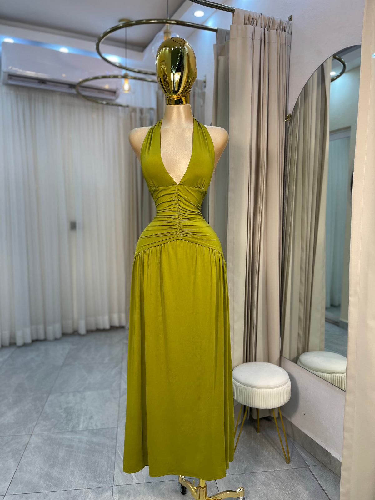 VESTIDO MAXI ESC. V DRAP