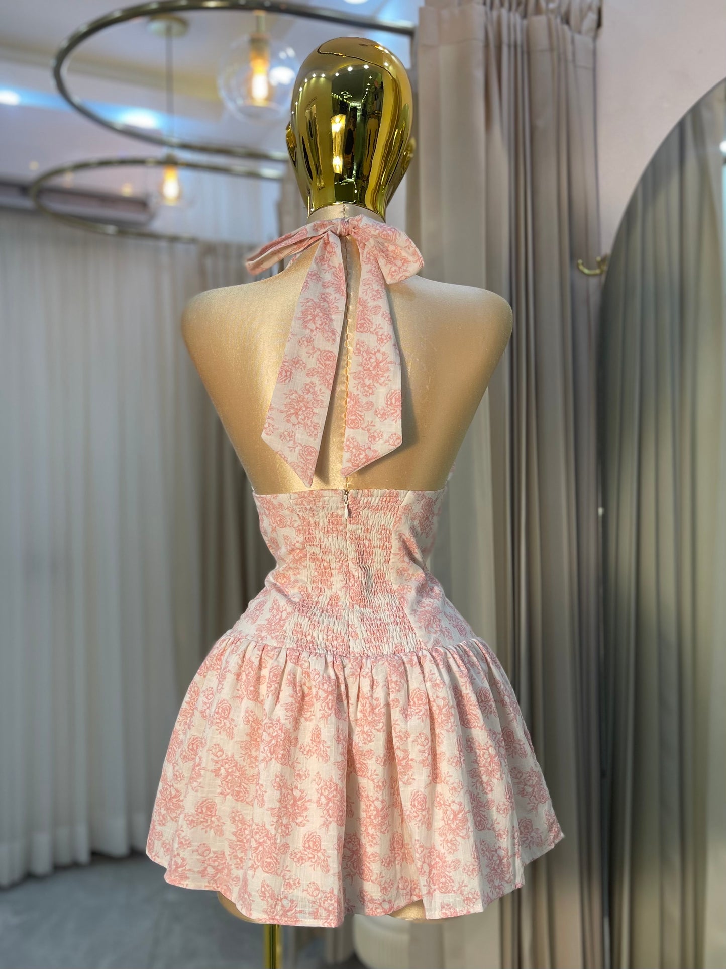 VESTIDO MINI HALTER EST FLORES COR