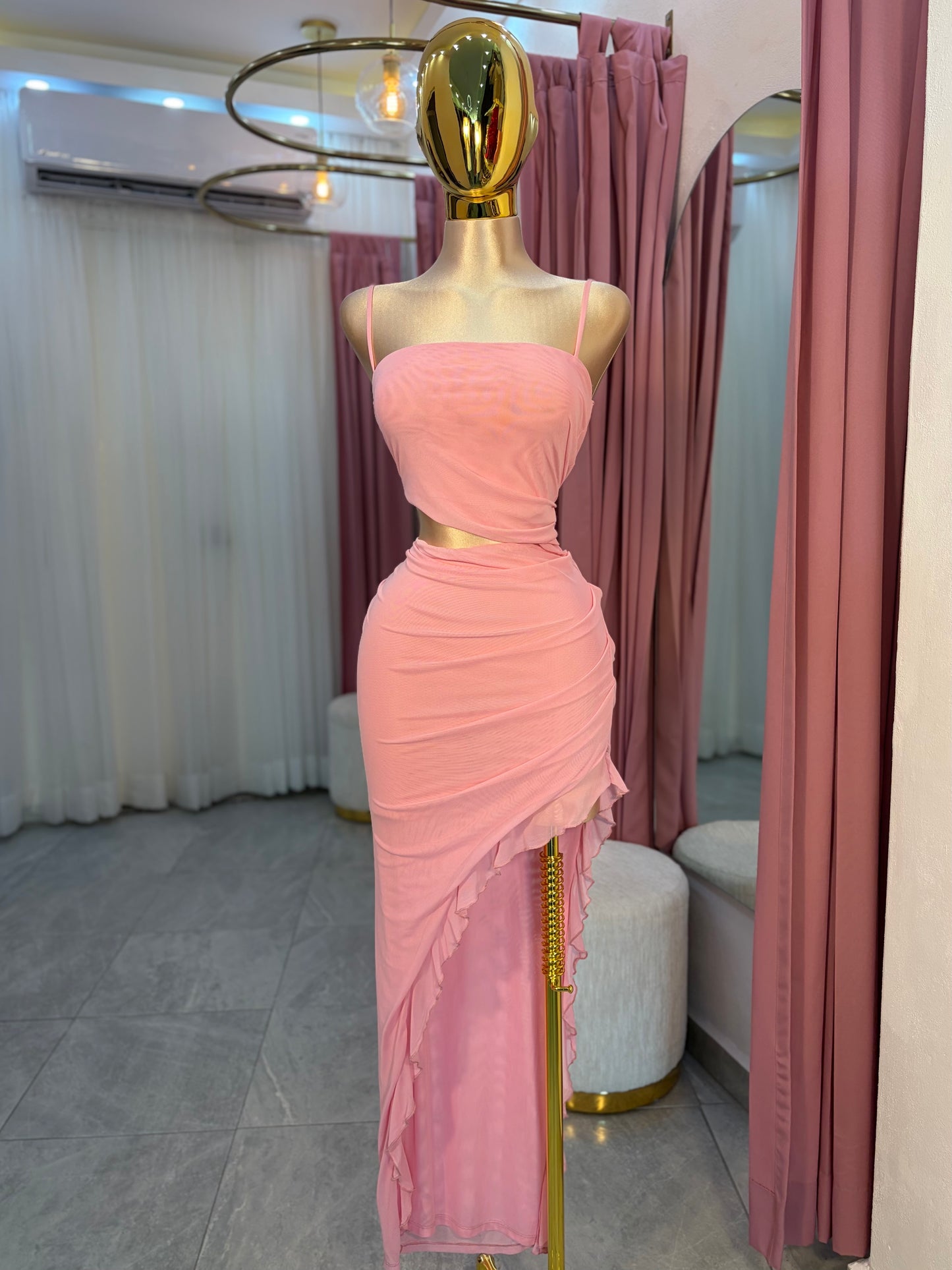VESTIDO MESH ASIMETRICO
