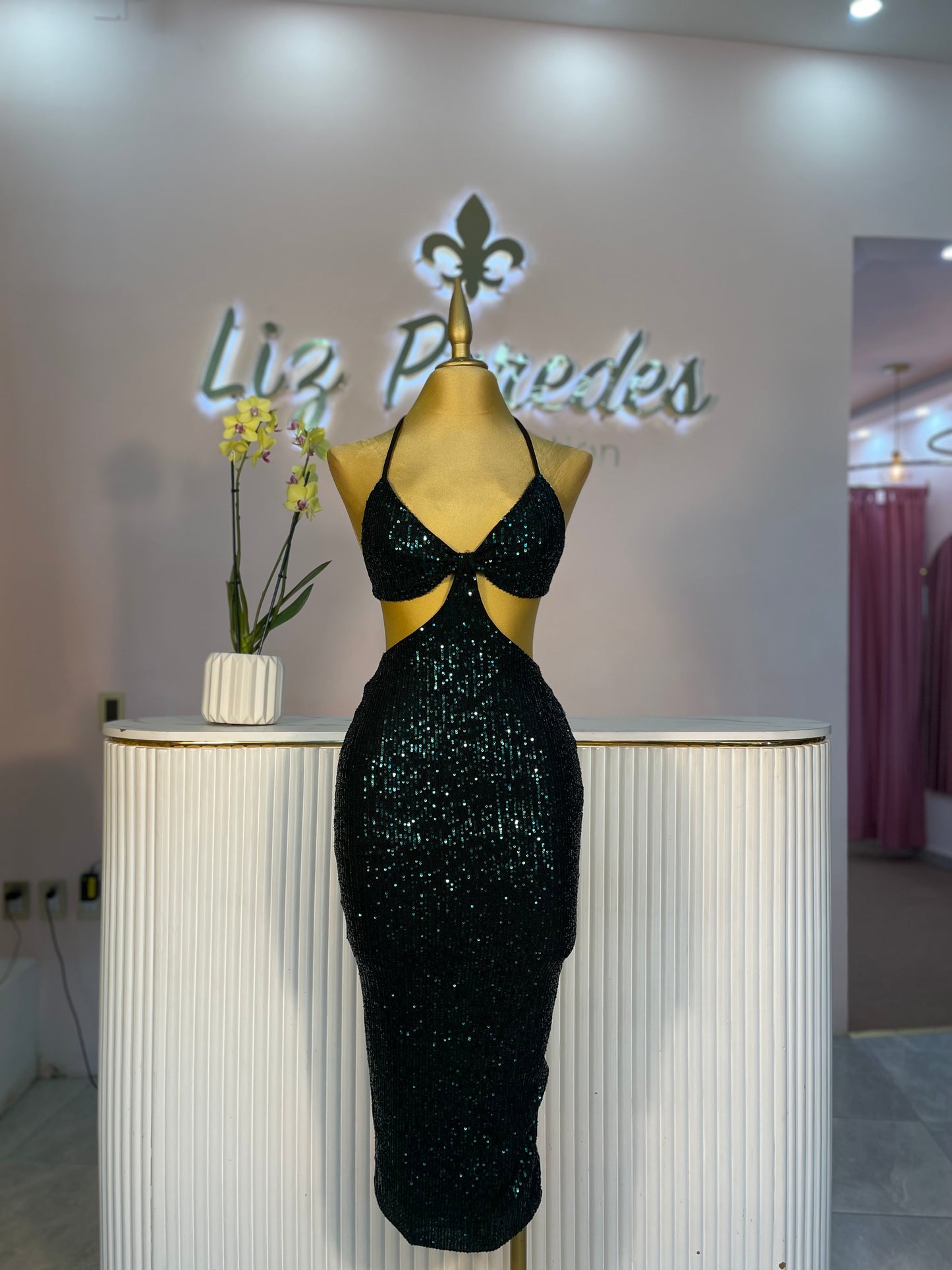 VESTIDO LENTEJUELA VERDE