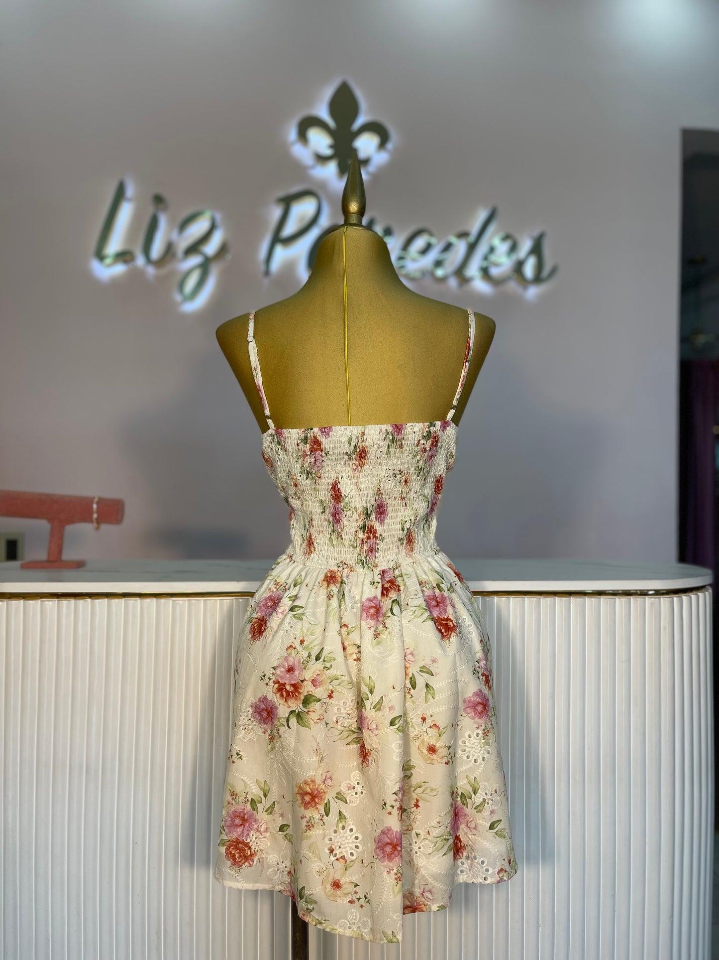 VESTIDO FLORAL ROSA NARANJA