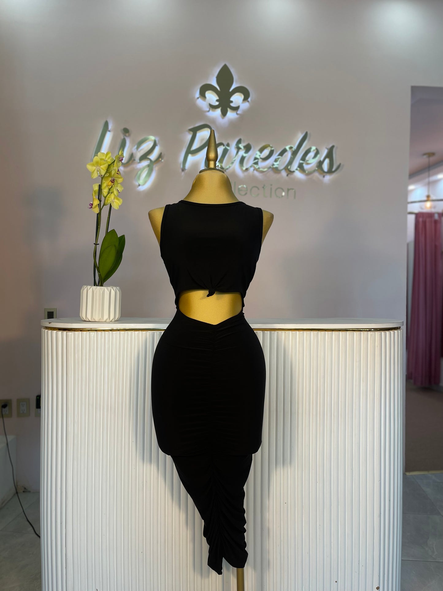 VESTIDO MIDI LICRA NUDO CINTURA