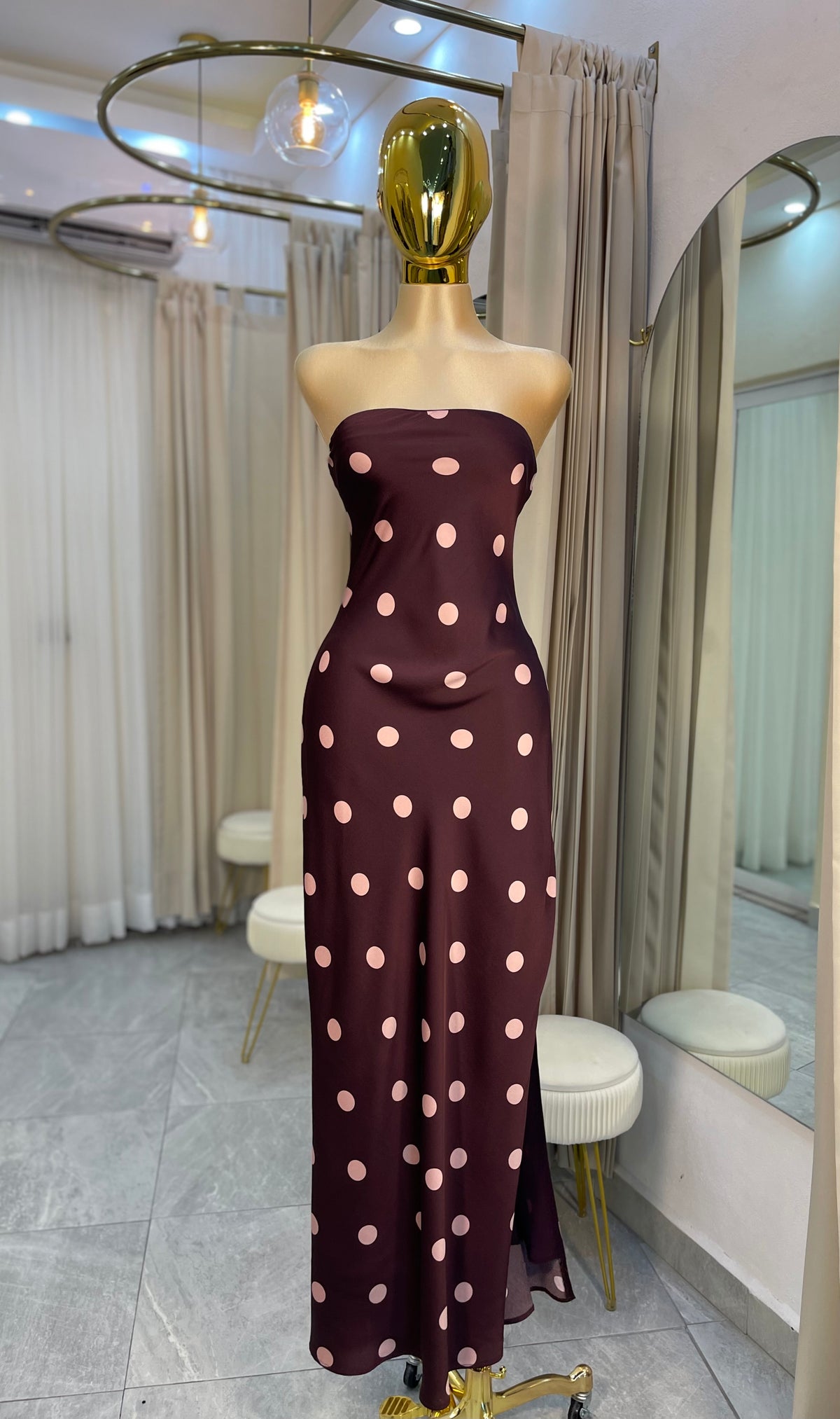 VESTIDO MAXI LUNARES ROSA