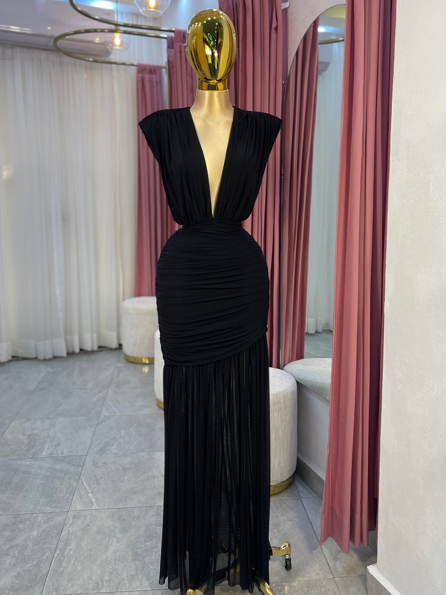 VESTIDO MAXI MESH HOMBRERAS