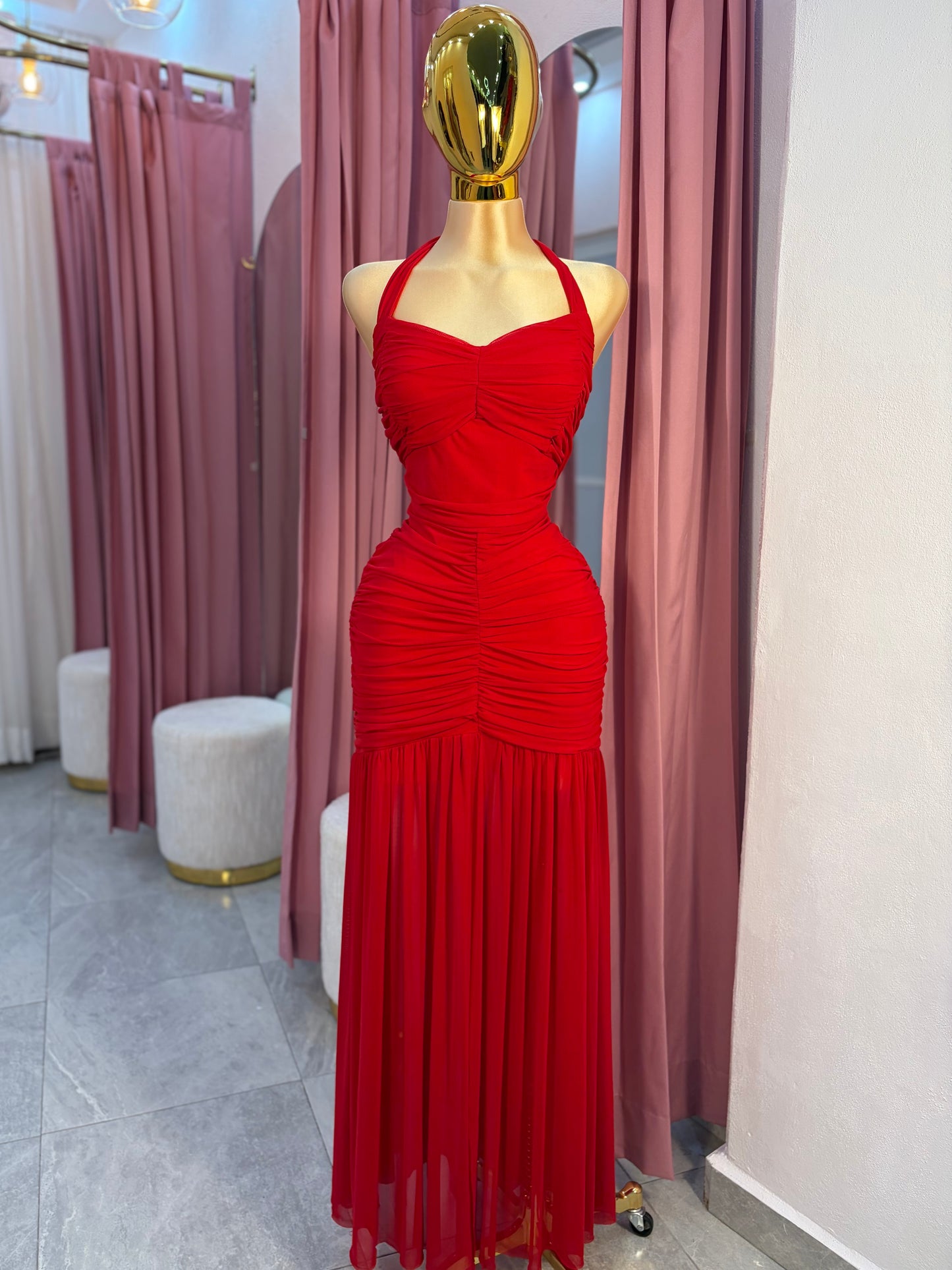 VESTIDO MAXI MESH HALTER