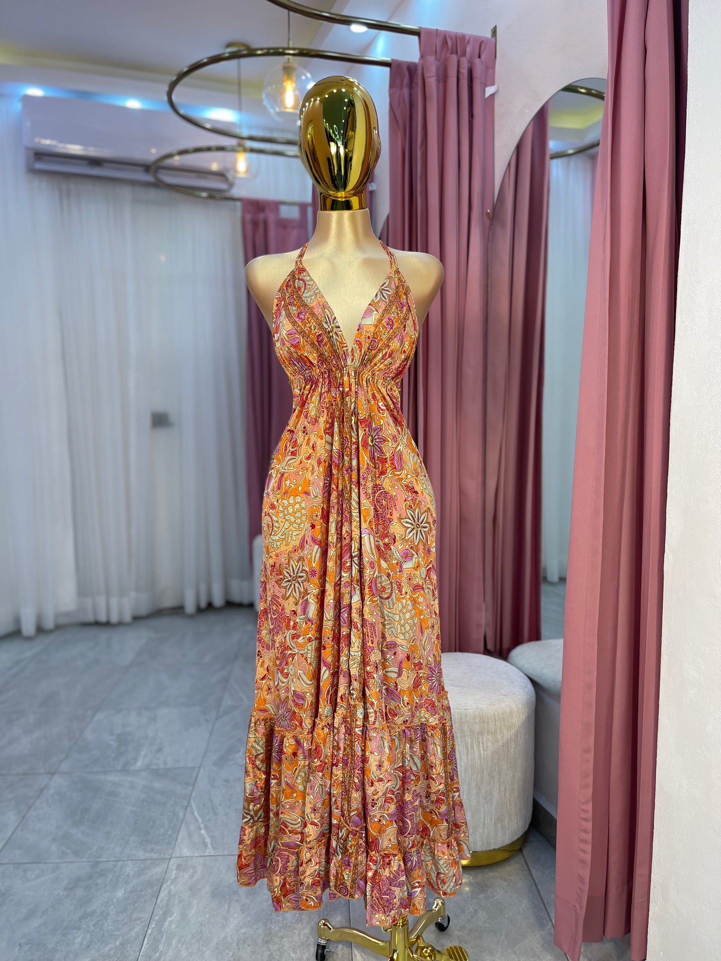 VESTIDO MAXI HINDÚ HALTER