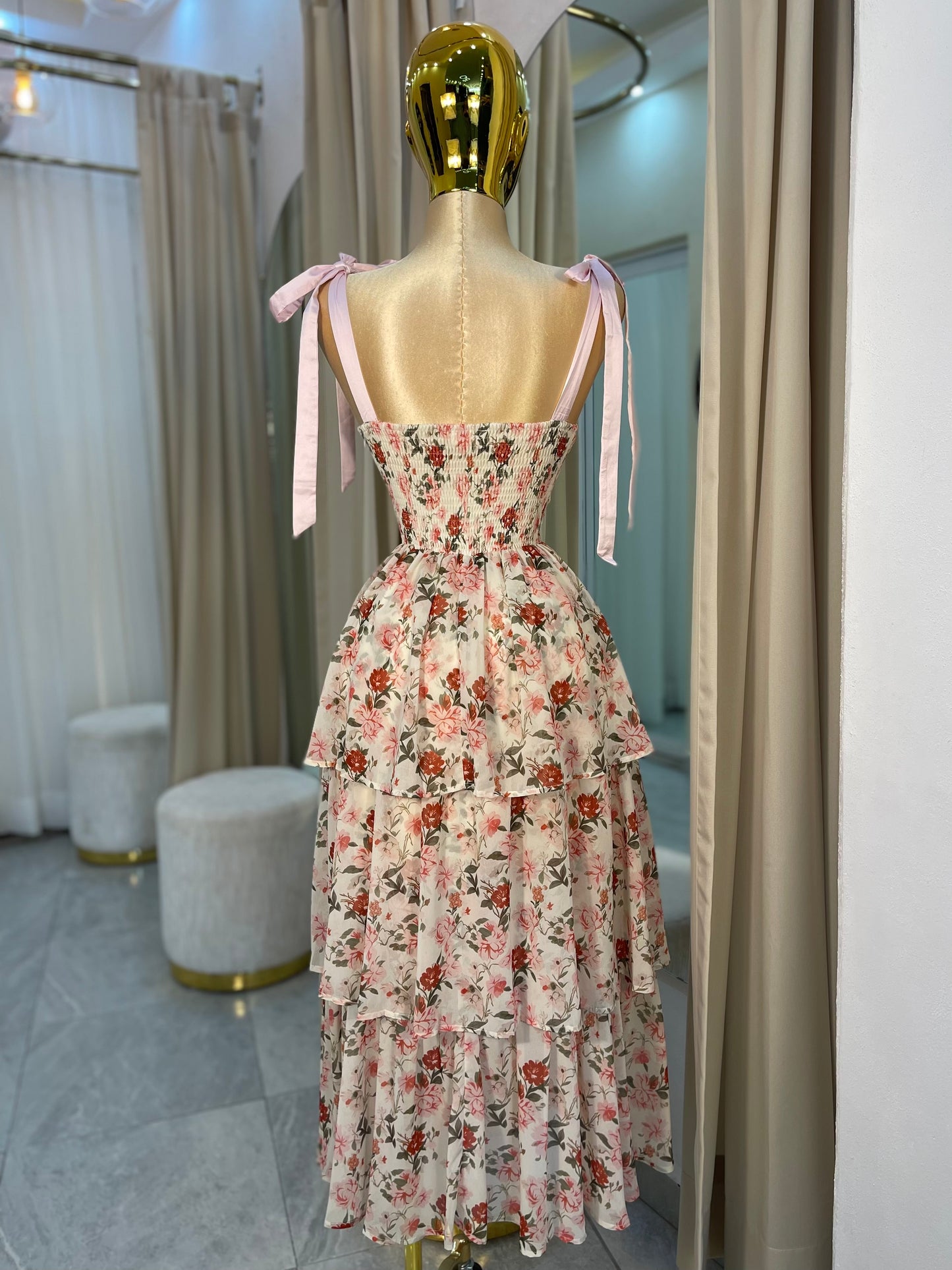 VESTIDO MAXI VOLANTES FLORES