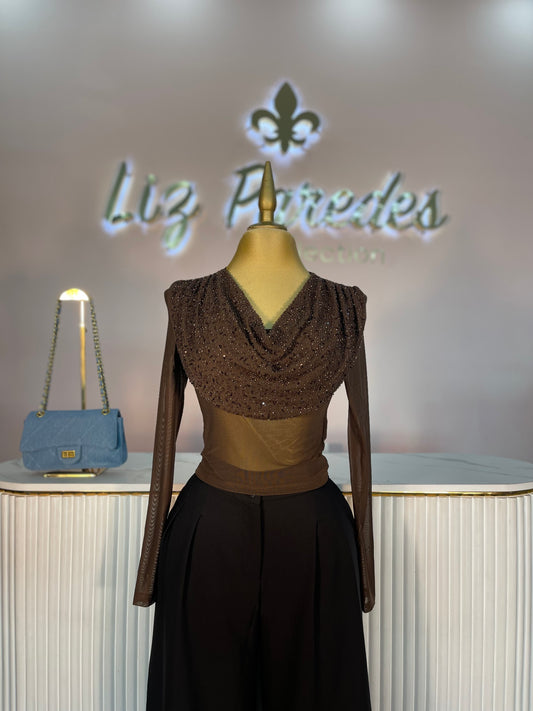 BLUSA MESH CON APLICACION