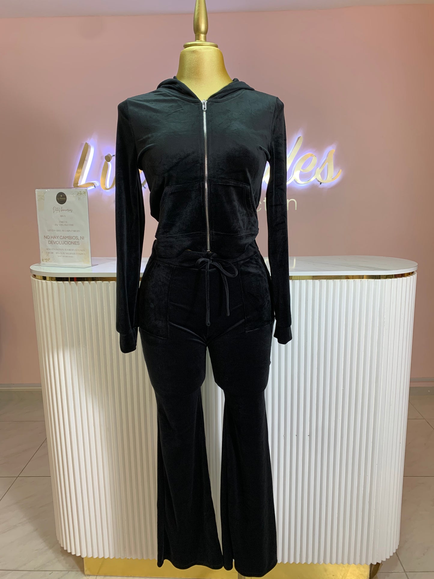 SET PANTS NEGRO VELVET