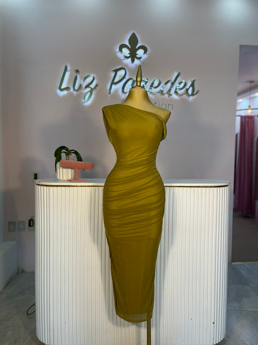 VESTIDO MAXI ASIMETRICO VERDE