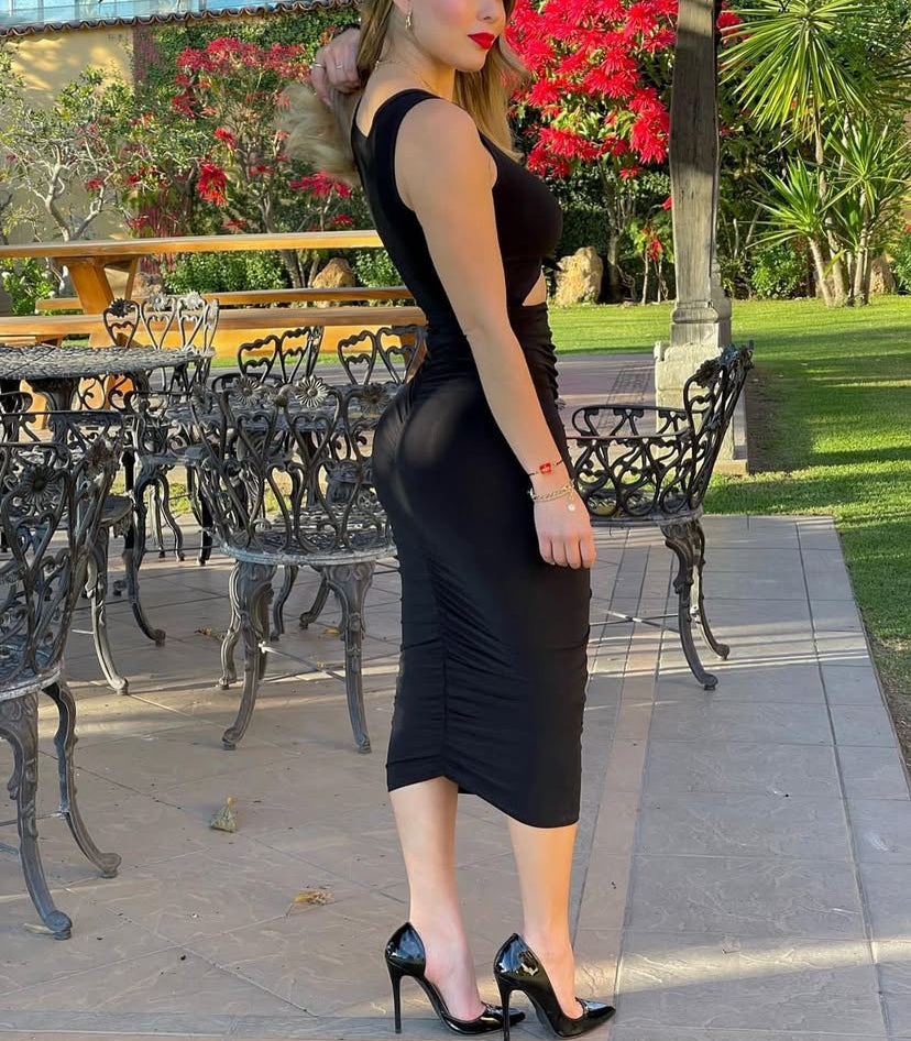 VESTIDO MIDI LICRA NUDO CINTURA