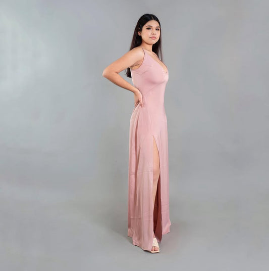 VESTIDO MAXI SATÉN TIRANTES