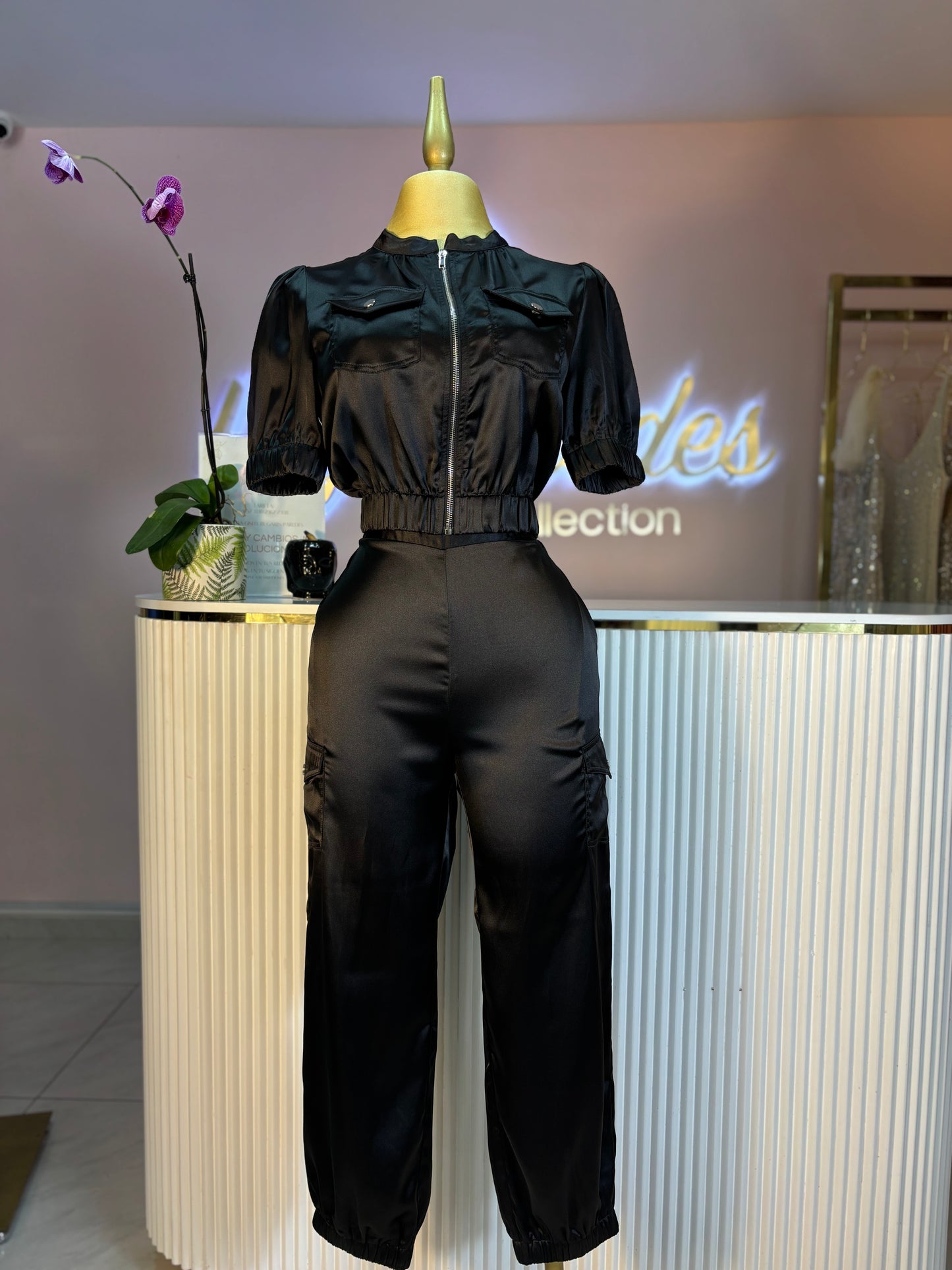 SET SATIN PANTALON CARGO