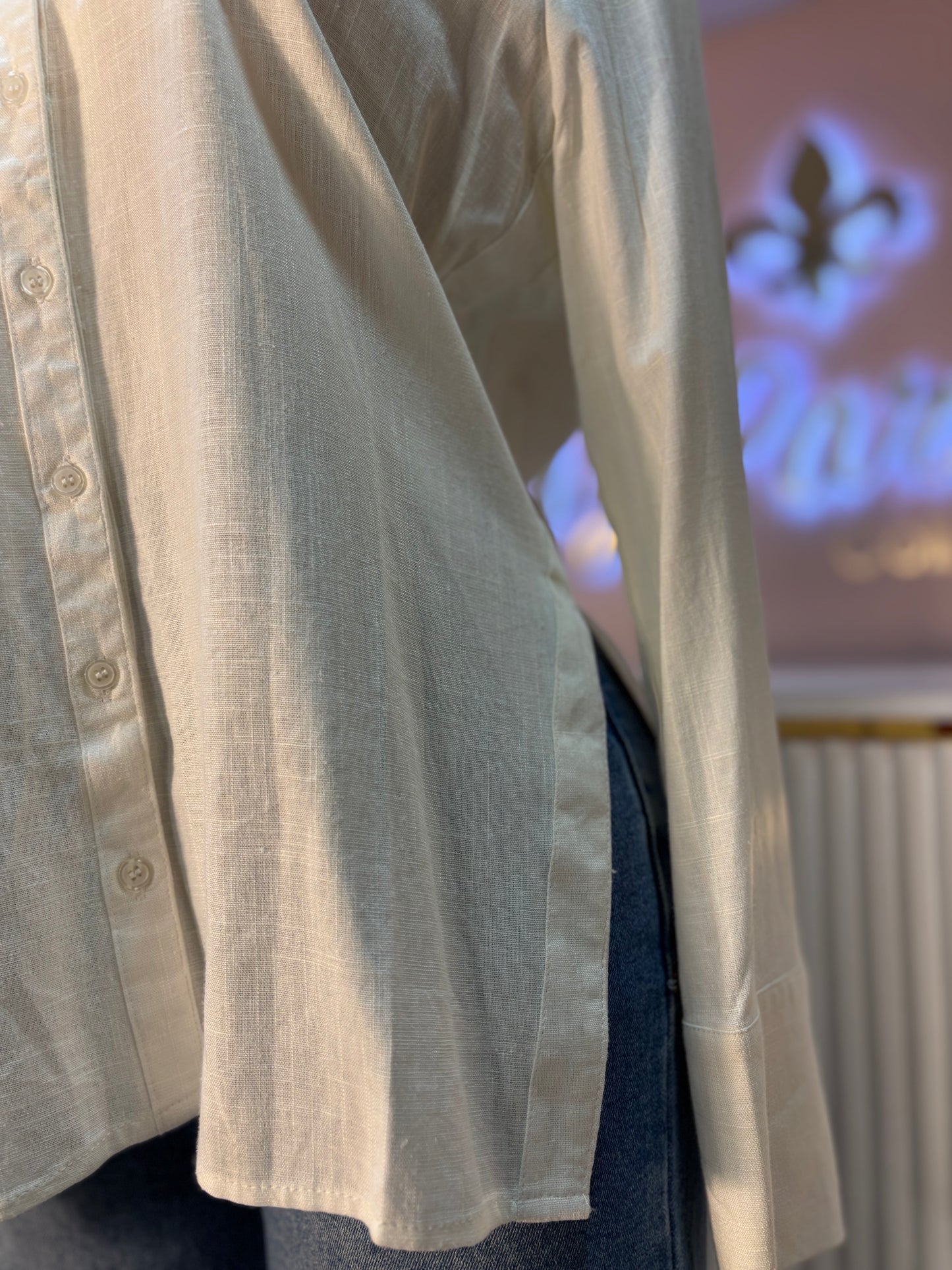 CAMISA MANGA LARGA LINO ABERTURA