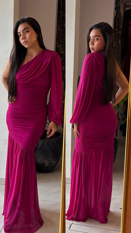 MAXIVESTIDO VESTIDO  ASIMÉTRICO MESH