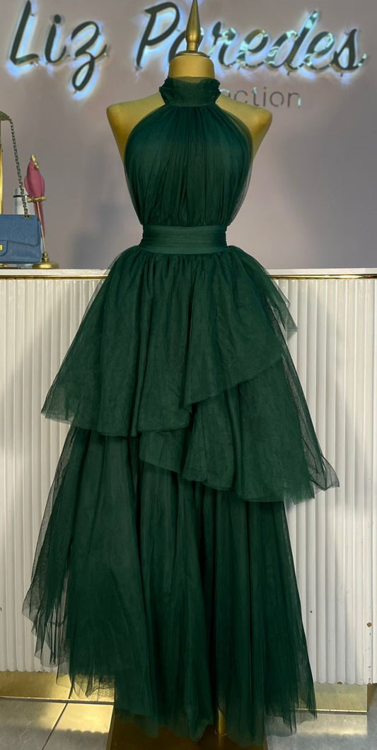 MAXIVESTIDO VERDE ESMERALDA TUL