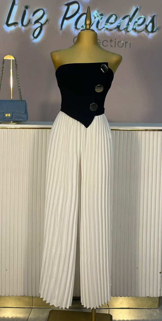 JUMPSUIT PLISADO BOTONES DORADO