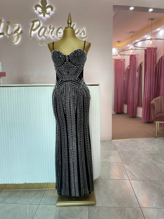 VESTIDO MAXI CRISTALES COPAS