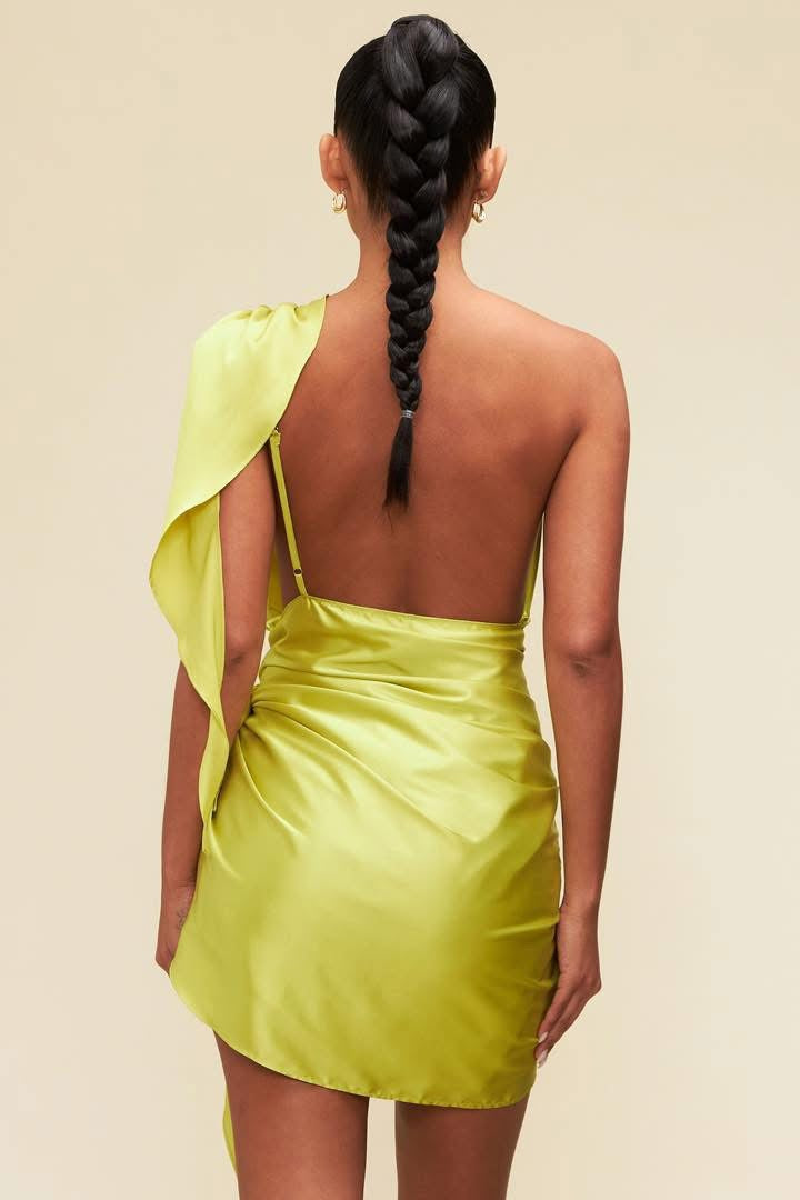 VESTIDO VERDE MINI SATEN