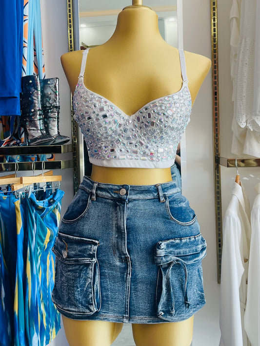 FALDA CARGO DENIM