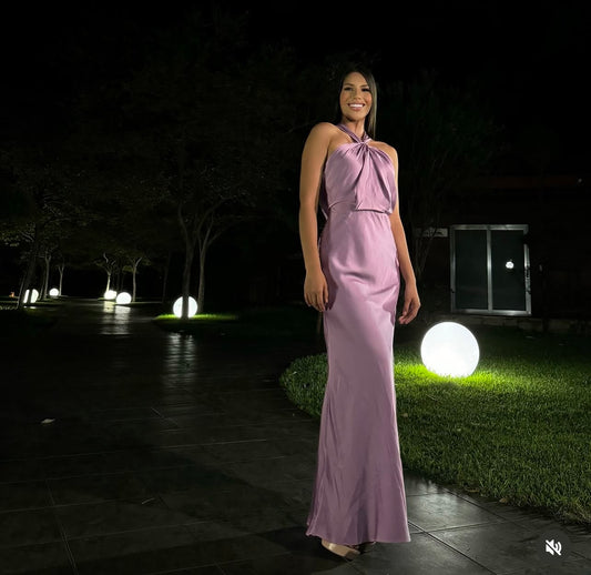 VESTIDO-MAXI CRUZADO CORTE SIRENA HALTER