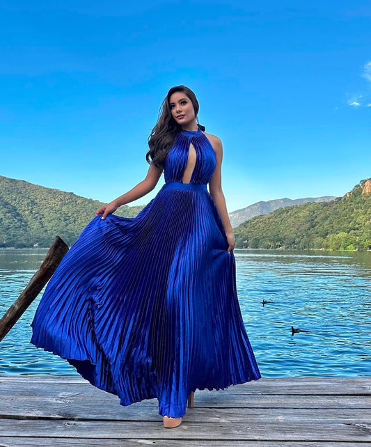 VESTIDO-MAXI PLISADO ESCOTE ESP.