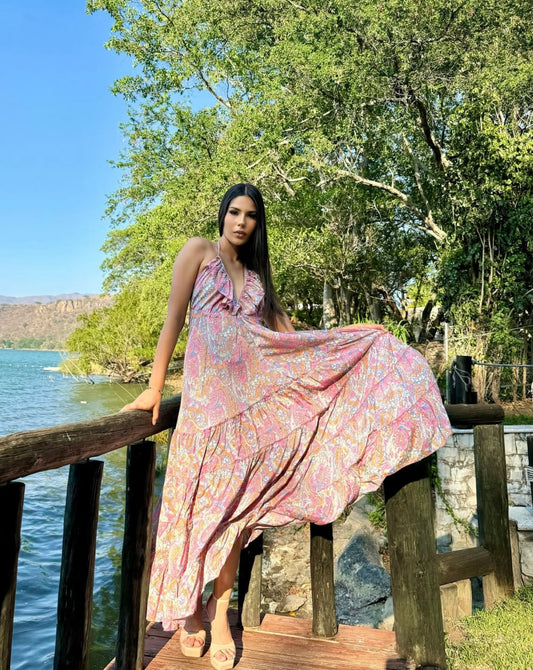 VESTIDOS HINDU HALTER HOLANES