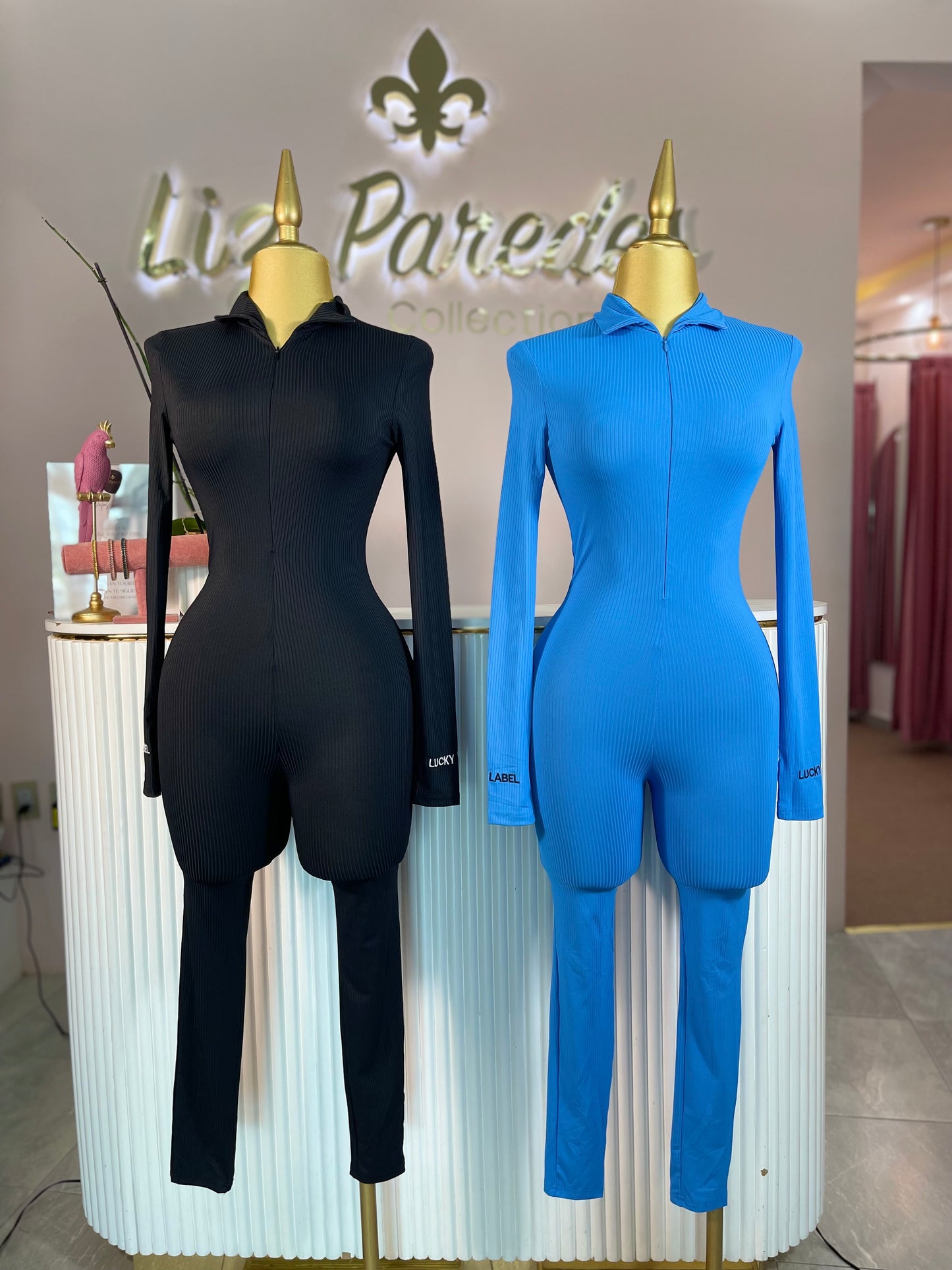 JUMPSUIT LUCKY MANGA LARGA AZUL
