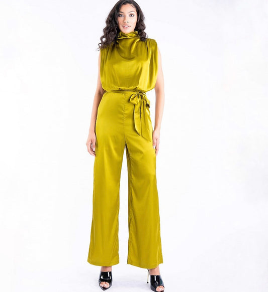 JUMPSUIT VERDE OLIVO SATIN
