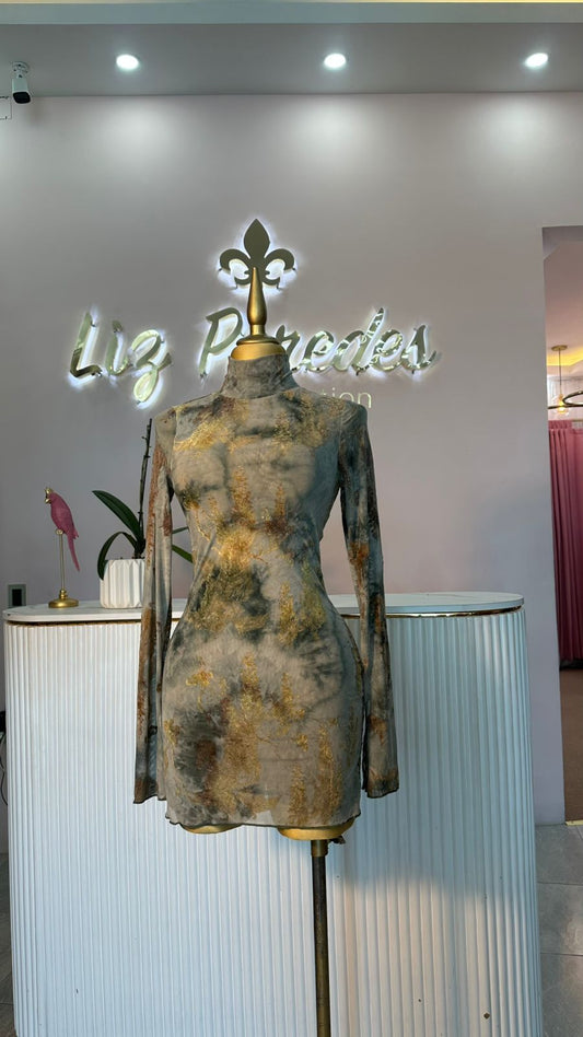 VESTIDO MINI MESH/VELVET