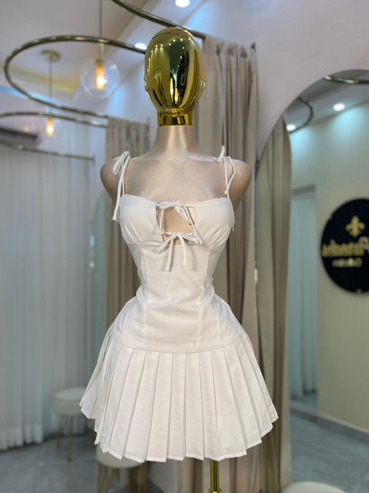 VESTIDO MINI PLIEGES BLANCO