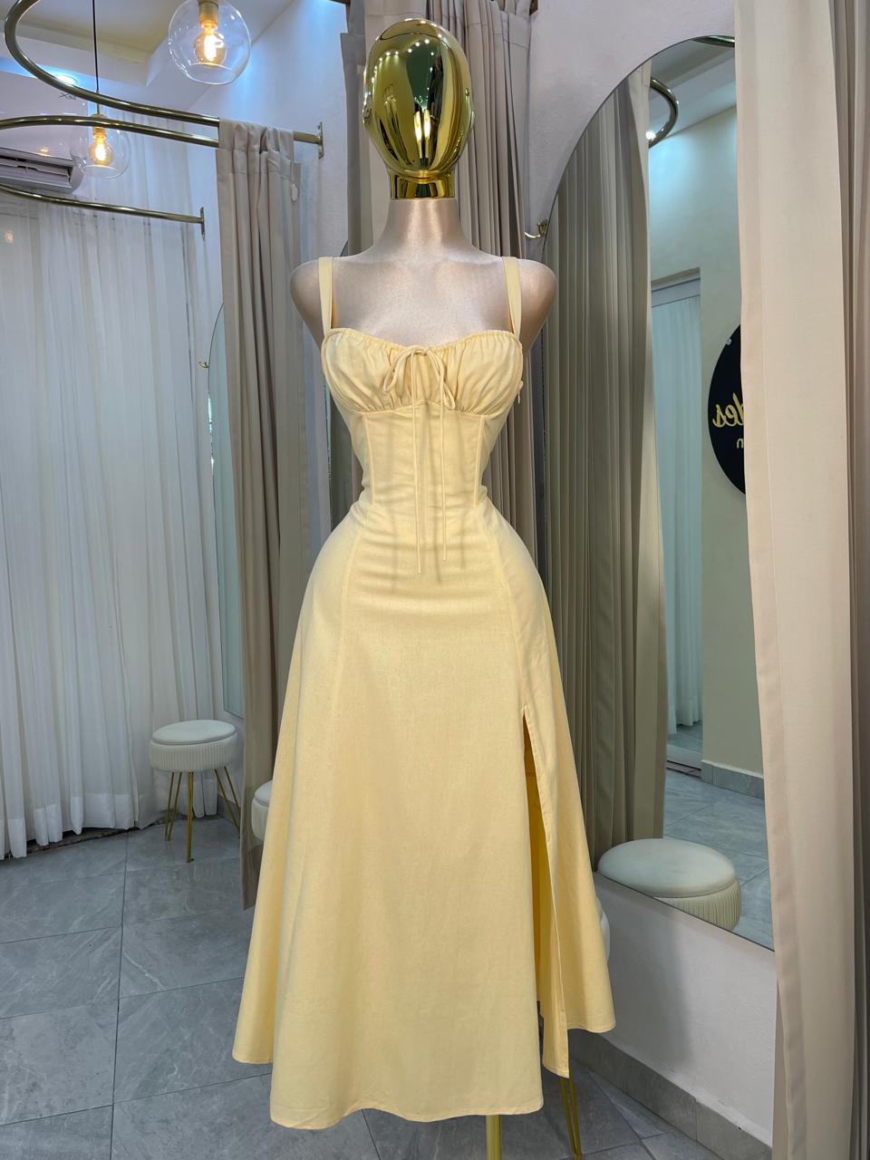 VESTIDO MIDI CAMP CORSET AMARILLO