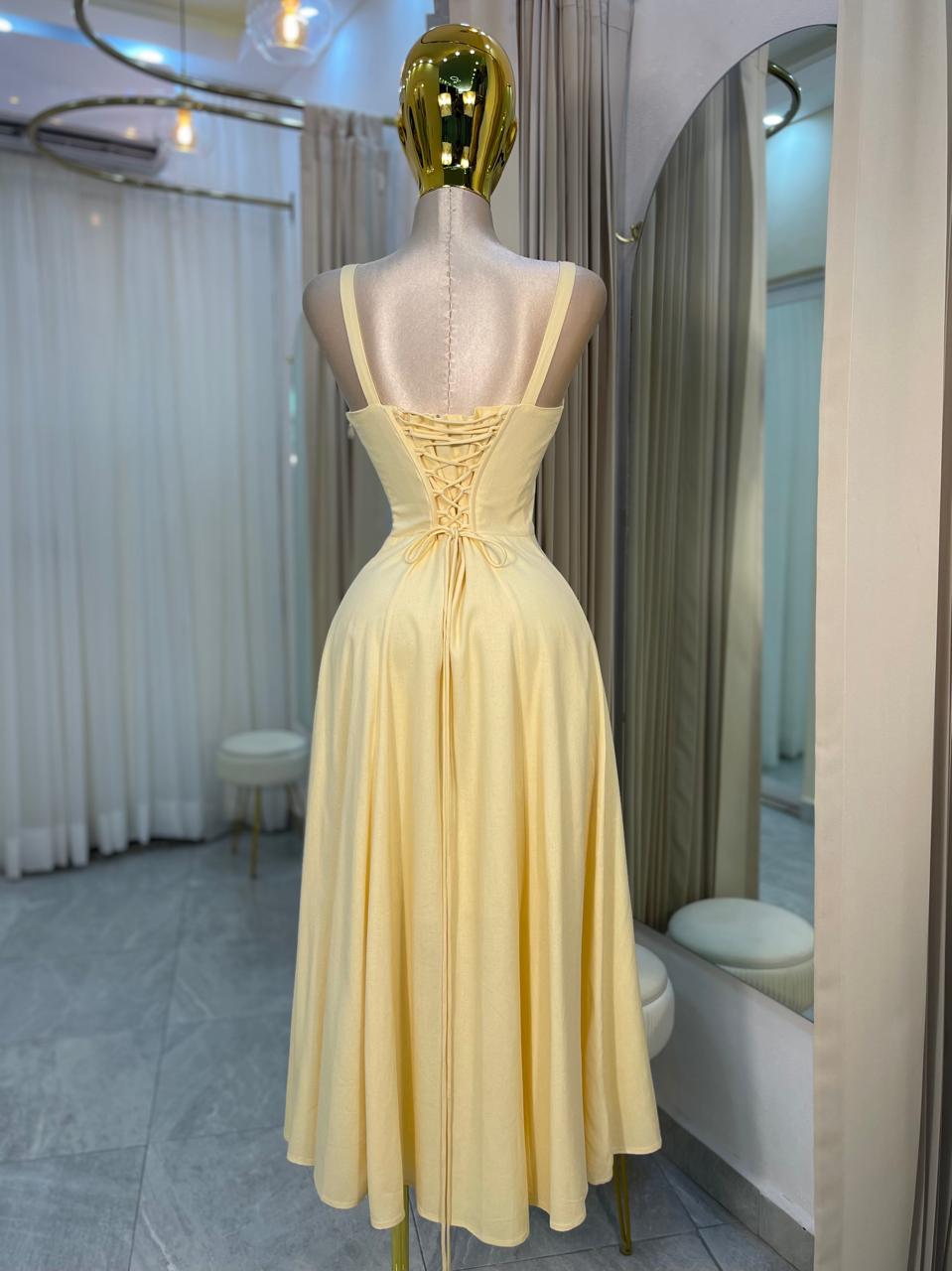 VESTIDO MIDI CAMP CORSET AMARILLO