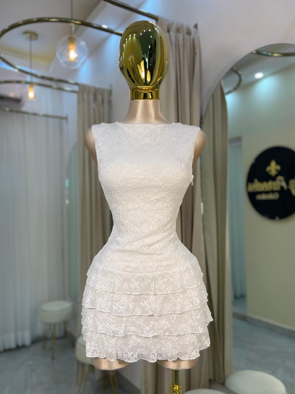 VESTIDO MINI CUELLO ALTO OLÁN BLANCO