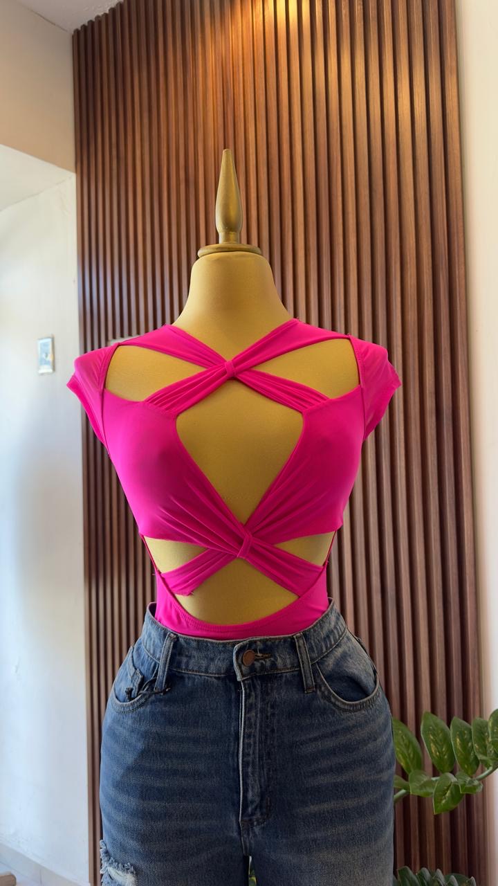 BODY MESH CRUZADO ESCOTE MANGA CORTA