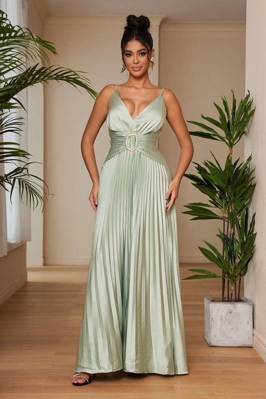 VESTIDO MAXI PLISADO MARIPOSA TIRANTES